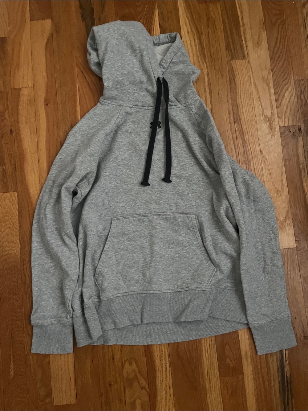 Under Armour Women’s Light Gray Hoodie with Black Drawstrings